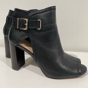 Essex Lane Leather Open Toe Heel Bootie Size 8